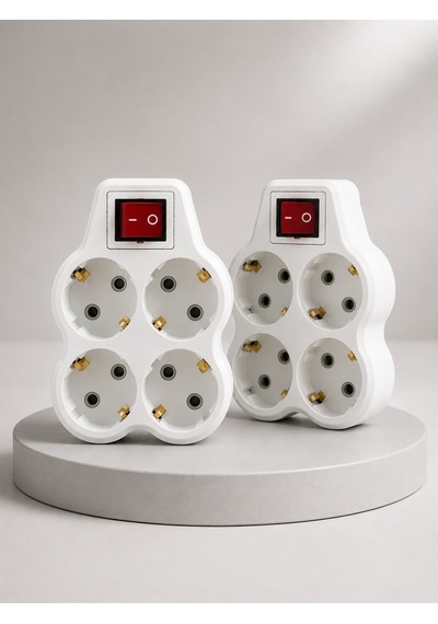 Duvar Tipi 4 Lü Priz Çoğaltma Adaptörü Kablosuz Anahtarlı Ev Ofis İçin 2 Adet