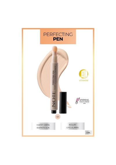 Note Cosmetique Perfecting Pen Aydınlatıcı Etkili Kalem Göz Altı Kapatıcısı - 01 Light Rose