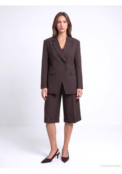 Dilvin 60835 Kruvaze Blazer Ceket Kahve