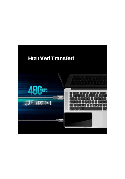 Alumicable Usb-c - Usb-c 300cm 60w Pd/qc Hızlı Şarj/data Kablosu Uzay Grisi