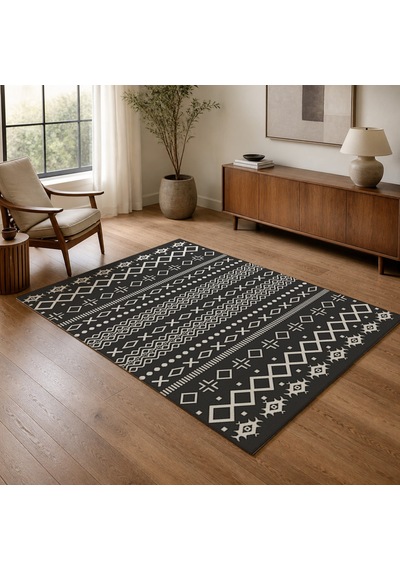 Kartela Halı Nera Halı Kaymaz Taban Makinede Yıkanabilir Halı Antrasit - 80 X 120 Cm