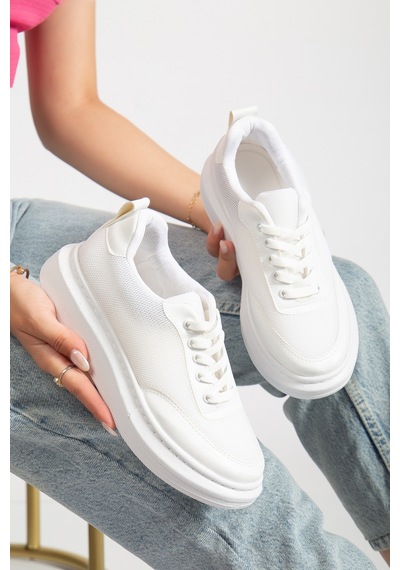 Erceka Aynalı Bağcıklı Kadın Spor Ayakkabı Günlük Kullanıma Uygun Sneaker Siyah-beyaz Ve Fileli Beyaz - Siyah Erceka Aynalı Bağcıklı Kadın Spor Ayakkabı Günlük Kullanıma Uygun Sneaker Siyah-beyaz Ve Fileli Beyaz - Siyah
