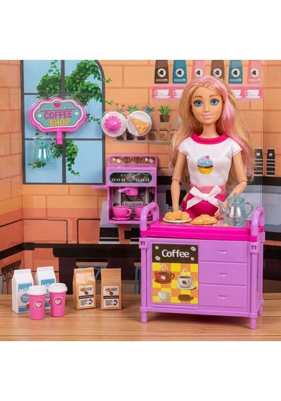 Elonna Hareketli Eklemli Oyuncak Bebek Ve Büyük Aksesuar Seti 30 Cm - Meslekler Serisi Barista