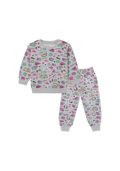 Beka Kids Kız Çocuk Pijama Takımı 2'li Set Kalp Ve Kız Çocuk Desenli Çocuk Pijama Takımı %100 Pamuklu Pembe