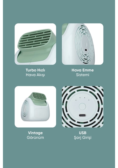 Fressi Jaf28 Taşınabilir Masaüstü Yeşil Usb Fan