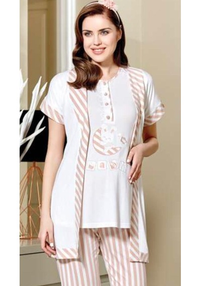 Flz 31-279 Hamile Lohusa Yeni Sezon Spor 3 Lü Pijama Sabahlık Ta Mint