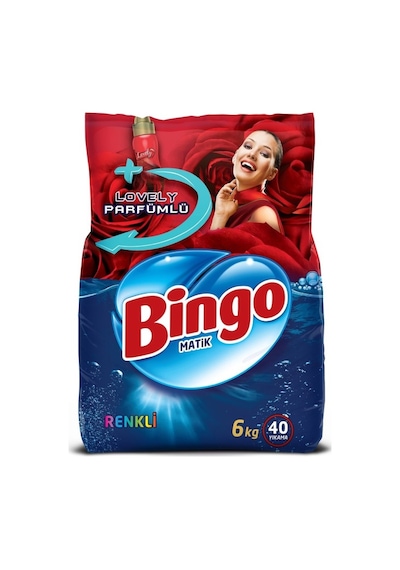 Bingo Renkliler İçin Lovely Parfümlü Toz Çamaşır Deterjan 40 Yıkama 6 KG