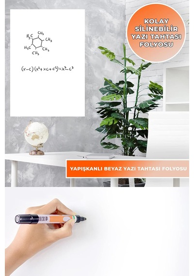 Parlak Beyaz Yapışkanlı Yazı Tahtası Folyosu 90cm X 4mt K Diğer