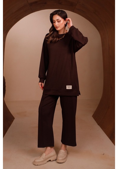 Balenbi Kadın Oysh Modal Kumaş Oversize 80 Cm Tunik Bol Paça Pantolon Tesettür Takım 1228 Kahverengi Balenbi Kadın Oysh Modal Kumaş Oversize 80 Cm Tunik Bol Paça Pantolon Tesettür Takım 1228 Kahverengi