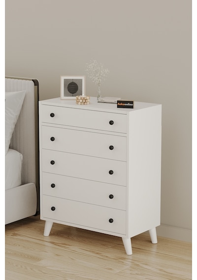 Aeka Ae-4010 Nora 4 Çekmeceli Takı Ve Aksesuar Düzenleyicili Çok Amaçlı Şifonyer 74,2x94,8x32,2 Cm Beyaz