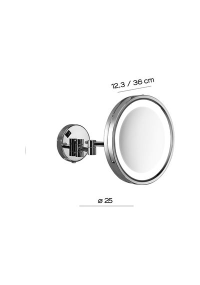 Ayna, Led Işıklı, Çift Kollu, Büyüteçli, 5x - Krom