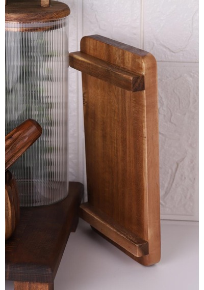Atby Akasya Doğal Ahşap Dikdörtgen Ayaklı Sunumluk 26x14 Cm Kahvaltı Peynir Atıştırmalık Servis Tabağı Ahşap