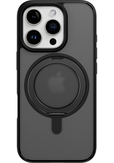 Rock Apple Uyumlu iPhone 16 Pro Max Soft Rotating Magsafe Stantlı Kılıf Buzlu Siyah