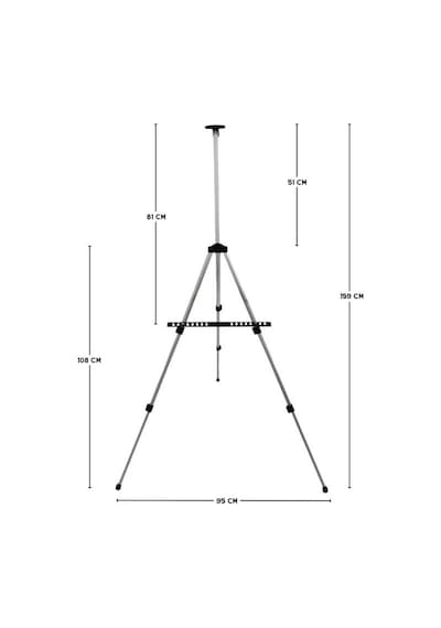 Katlanabilir Alüminyum Tripod Şövale - Ayarlanabilir, Ultra Hafif, Taşıma Çantalı, Gümüş