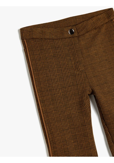 Koton Desenli Cep Detaylı Slim Fit Tayt Kahverengi Ekose 5wkg40256ak Kahverengi