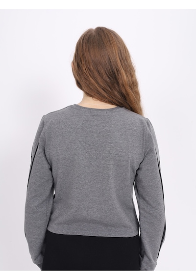 Toontoy Kız Çocuk Cool Baskılı Sweatshirt Antrasit Melanj