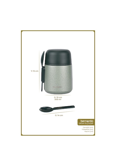 Bernardo Duo Yemek Termosu 500 Ml Yeşil Yeşil