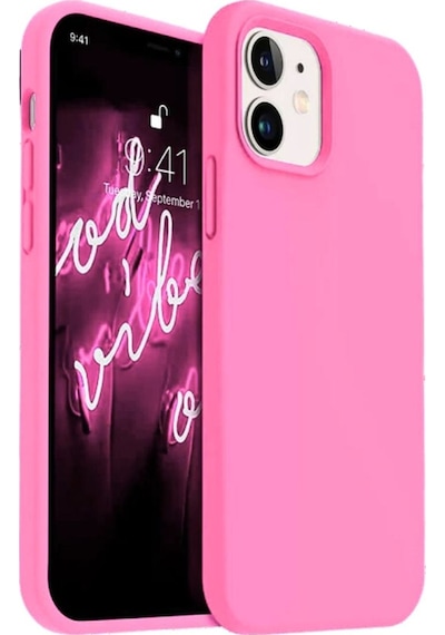 Apple Uyumlu iPhone 12  Silikon Kılıf - Pastel Renk Tonu Esnek Tam Koruma Kapak - Pembe
