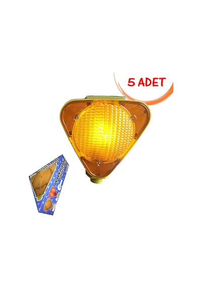 Flaşör Lamba Solar Üçgen Flaşör Sarı Trafik Çakar Lamba Sarı 5 Adet