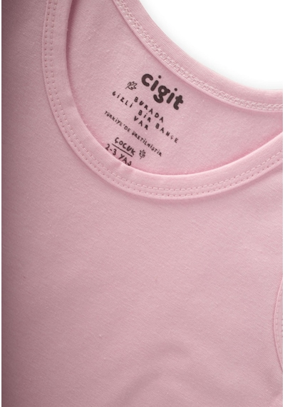 Cigit Üçlü Geniş Askılı Atlet Set 2-9 Yaş Şeker Pembe Pembe
