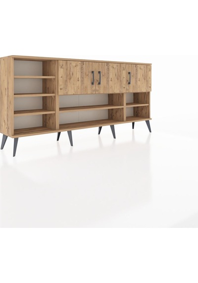 Arges Konsol 9 Raflı 3 Kapaklı 176x30x83 Çam-çam/antrasit Çam/antrasit Arges Konsol 9 Raflı 3 Kapaklı 176x30x83 Çam-çam/antrasit Çam/antrasit