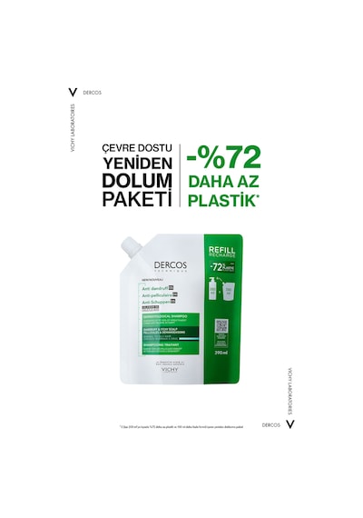 Dercos Normal/yağlı Saçlar İçin Kepek Karşıtı Saç Bakım Şampuanı Yeniden Dolum Paketi 390 Ml Normal