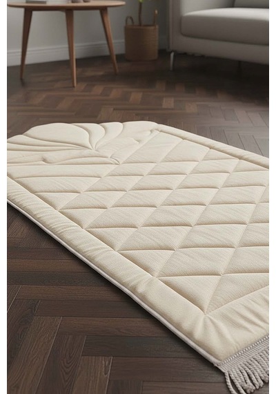 Krem Kapitone Dolgulu Lüks Seccade 65x115 Cm