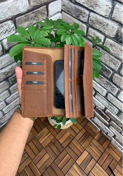 Guard Taba Telefon Girişli Hakiki Deri Kadın Cüzdanı P2223 Taba