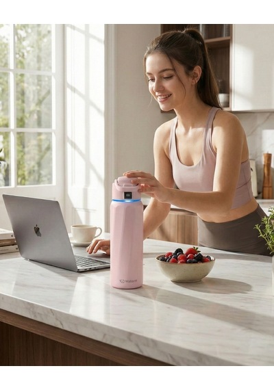 Waterh Boost Akıllı Termos Hidrasyon Takibi Yapan, Yalıtımlı 0,71l / 24oz Akıllı Şişe Açık Pembe