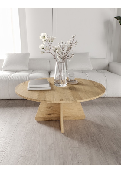 Mush 90cm Orta Sehpa Lefkas Meşe - Tamamı Mdf