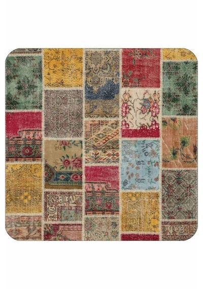 Renkli Patchwork Banyo Halısı Klozet 2'li Paspas Seti Bs293n11 Çok Renkli