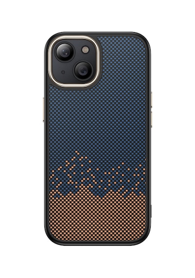 Apple Uyumlu iPhone 15 Kılıf M-safe Şarj Özellikli Karbon Fiber Görünümlü Antina Kapak - Mavi Mavi