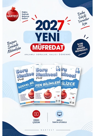 Nartest Yayınevi 2027 5. Sınıf Sosyal Bilgiler + Fen Bilimleri + İngilizce Yeni Müfredat Bağlam Temelli Soru Hazinesi Seti 3 Kitap