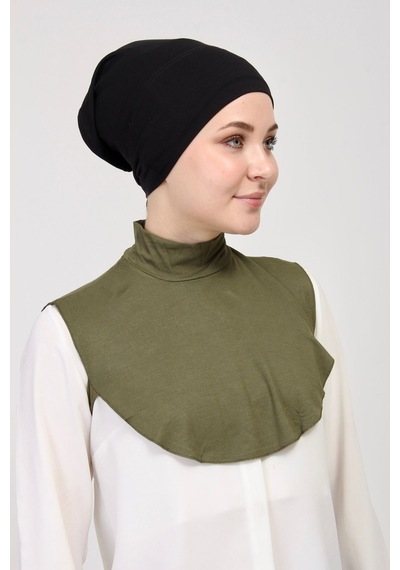 Manolyaşal İslamic Hijab Düz Balıkçı Yakalı Kurtarıcı Boyunluk Haki
