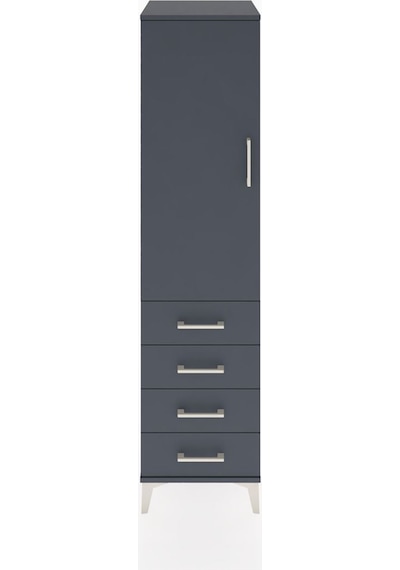 Hyperion Dolap Tek Raflı 4 Çekmeceli Tek Askılı 44x44x182 Antrasit-antrasit Antrasit