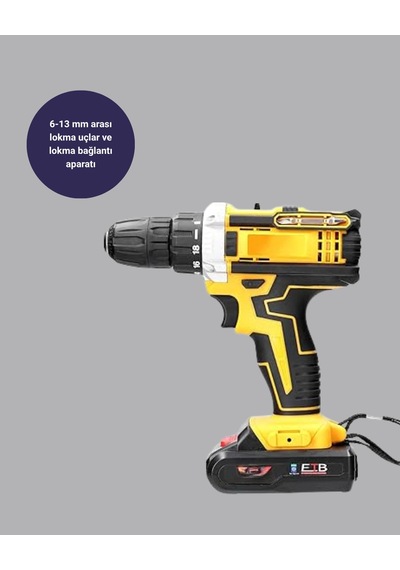 Hubrendy Tekno Şarjlı Darbeli Matkap Seti 2 Bataryalı, 24w Güç, 24 Parça Aksesuar, Led Işıklı
