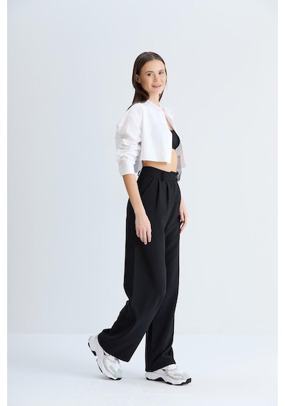 Sortie Collection Rahat Kesim Klasik Model Kumaş Pantolon Siyah-siyah Siyah