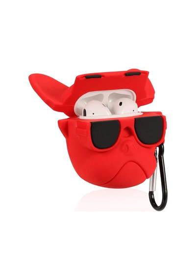 Bipower Apple Uyumlu AirPods 1-2 Kılıf Bulldog Kırmızı
