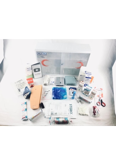 ERKENTMED PLASTİK ECZA DOLABI DUVAR TİPİ İÇİ DOLU (PLUS SET İÇERİK) Beyaz