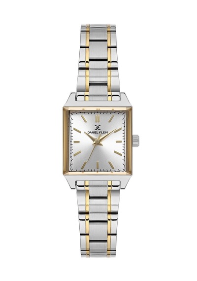 Daniel Klein Dk.1.10816.5 Gümüş Renk Gold Detaylı Çelik Kordonlu Çizgili Kare Model Kadın Kol Saati Gümüş