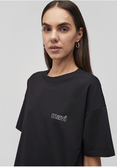 Mavi Kısa Kollu Siyah Kadın T-shirt M1611309-900 SIYAH
