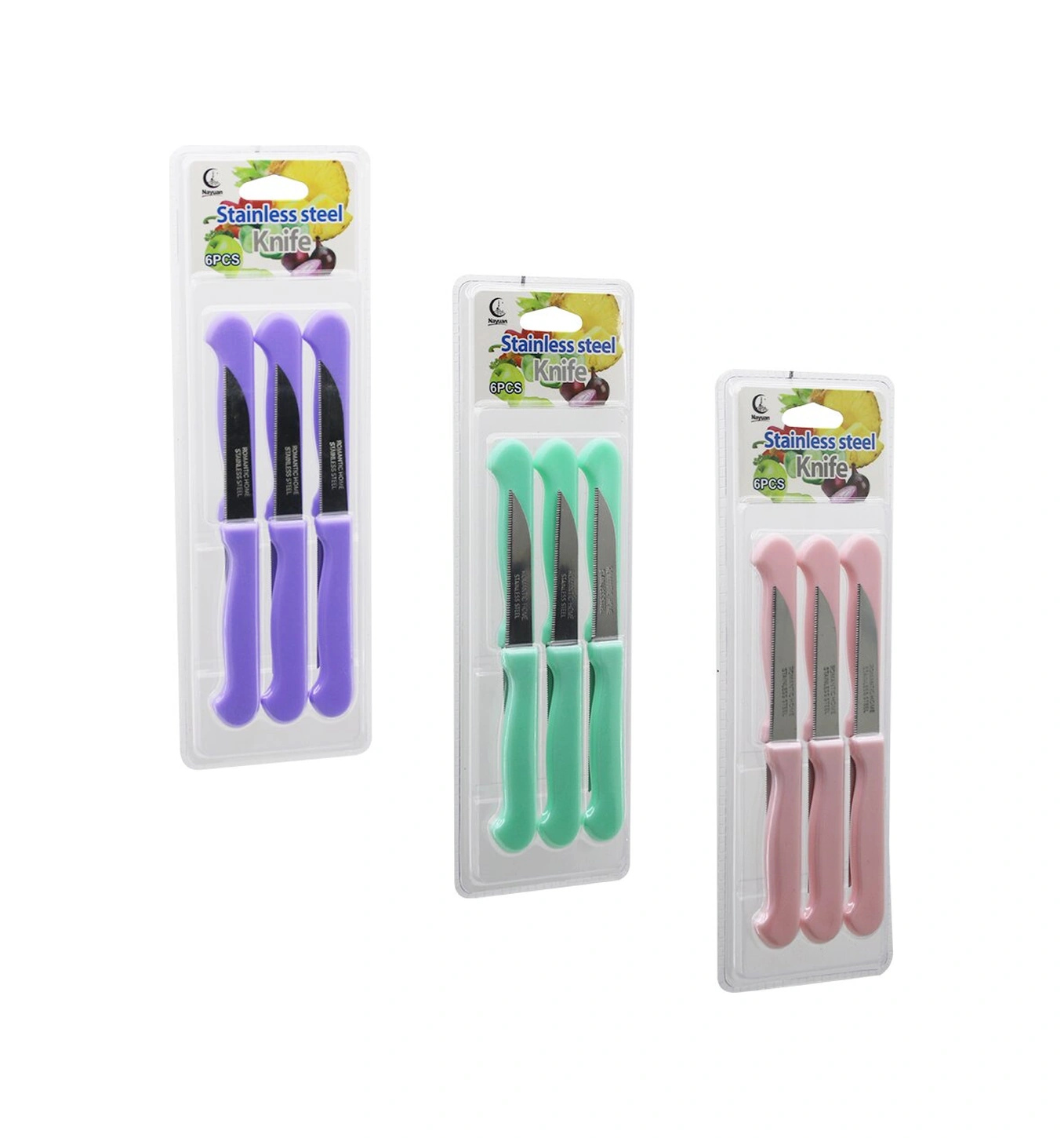 6pcs Meyve Bıçak Renkli Plastik Saplı Vakumlu Ambalaj Brkt-806155 4741 Ahşap - Kırmızı