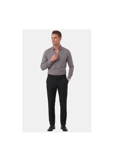 Deepsea Füme Slim Fit Kolay Ütülenebilir Açık Dik Yaka Likralı Erkek Gömlek 2602615