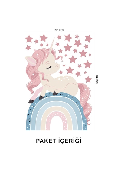Artikel Unicorn ve Gökkuşağı Çocuk Odası Duvar Sticker 50 x 70 Cm