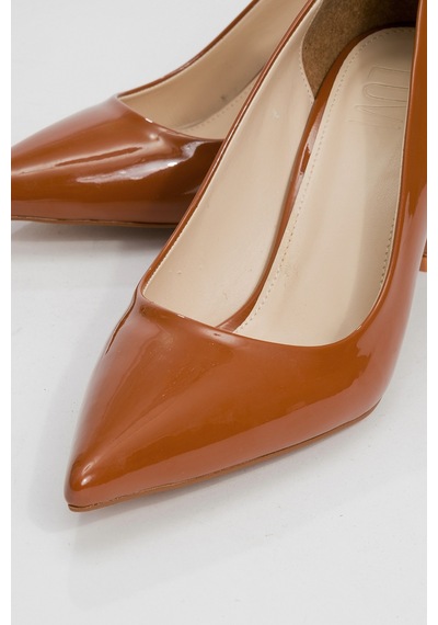Luvishoes Luvi Shoes Calse Taba Rugan Kadın Topuklu Ayakkabı Taba