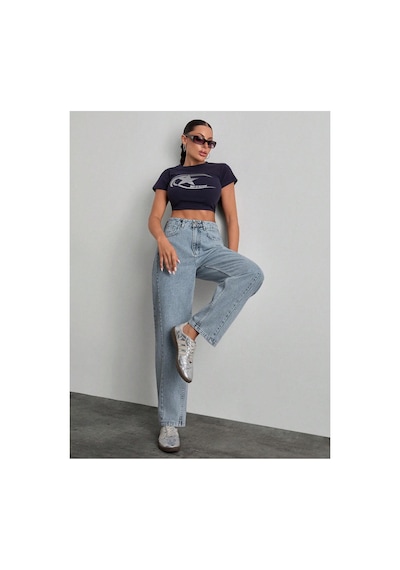 Kene Jeans Buz Kar Ön Detaylı Yan Parçalı Baggy Jeans Kot/denim Pantolon Buz Kar