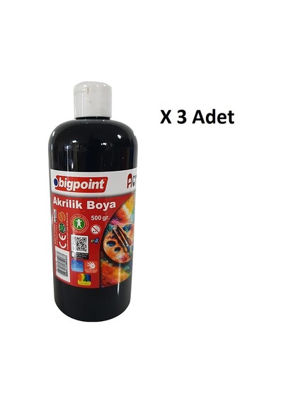 Bigpoint Akrilik Boya 500 Gram Siyah X 3 Adet Diğer