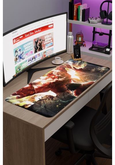 Attack On Titan Anime V5 - 90x40 Xxl Gaming Kauçuk Kaymaz Taban Mouse Pad Fare Altlığı