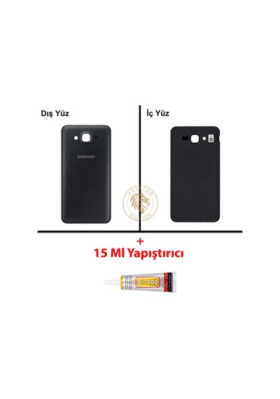Samsung Galaxy J7 Core J701f Siyah Renk Arka Kapak + B7000 Yapıştırıcı Arka Cam Batarya Kapağı Pil Kapağı Lazer Kesim Back Cover Galaxy J7 Core Uyumlu