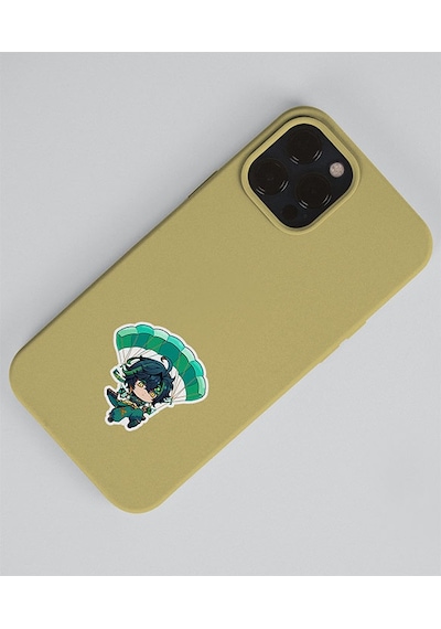Genshin İmpact-kinich 2 Li Sticker Set Parlak Kağıt Oyun Karakteri Kinich Telefon Süsleme Etiketi Yeşil